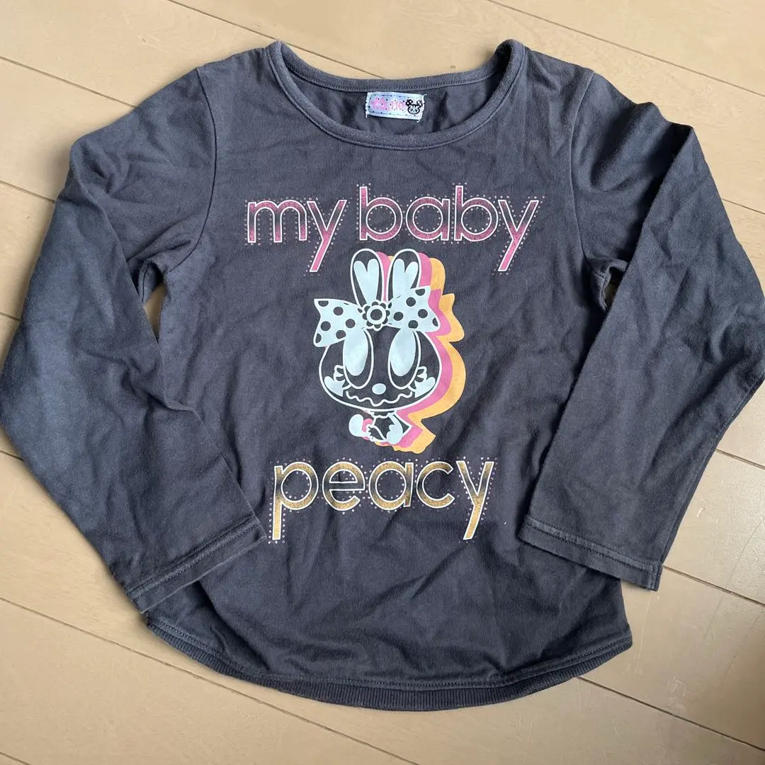 Thumbnail of Long-sleeved cut-and-sew, gray, size 110, baby peacy