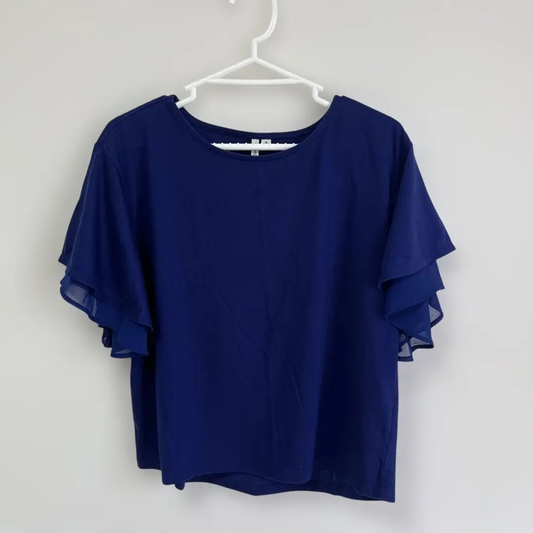 Thumbnail of HK WORKS LONDON Frill Sleeve Cut and Sew Top, Blue, Size M