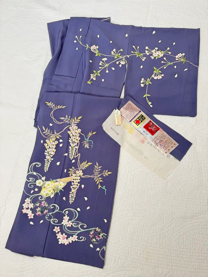 【長期保管品】正絹小紋着尺 澤瀉 オモダカ 反物 未仕立て品 Prices down2】正絹 小紋 反物 着物「格子 赤紫色」日本製 丹後
