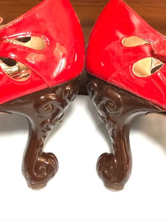 アナスイANNA SUI 猫脚　ゴブラン柄パンプス　ブラックフロッキー ANNA SUI - anna sui アナスイ 猫足 パンプス 猫足ヒール