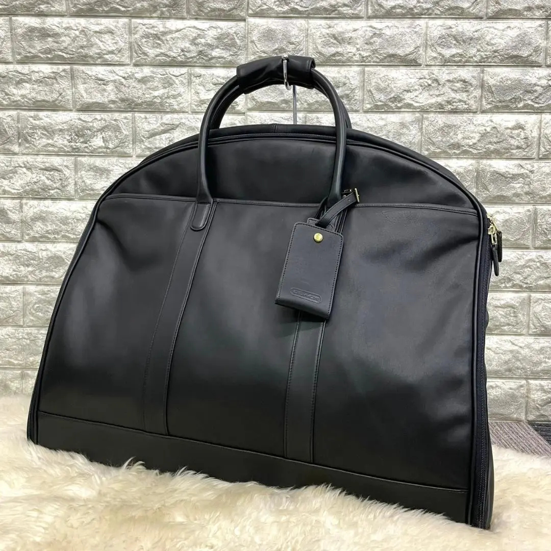 【超美品】COACH　オールドコーチ　ガーメントケース　オールレザー　黒　鍵付き 超美品】COACH オールドコーチ ガーメントケース オールレザー