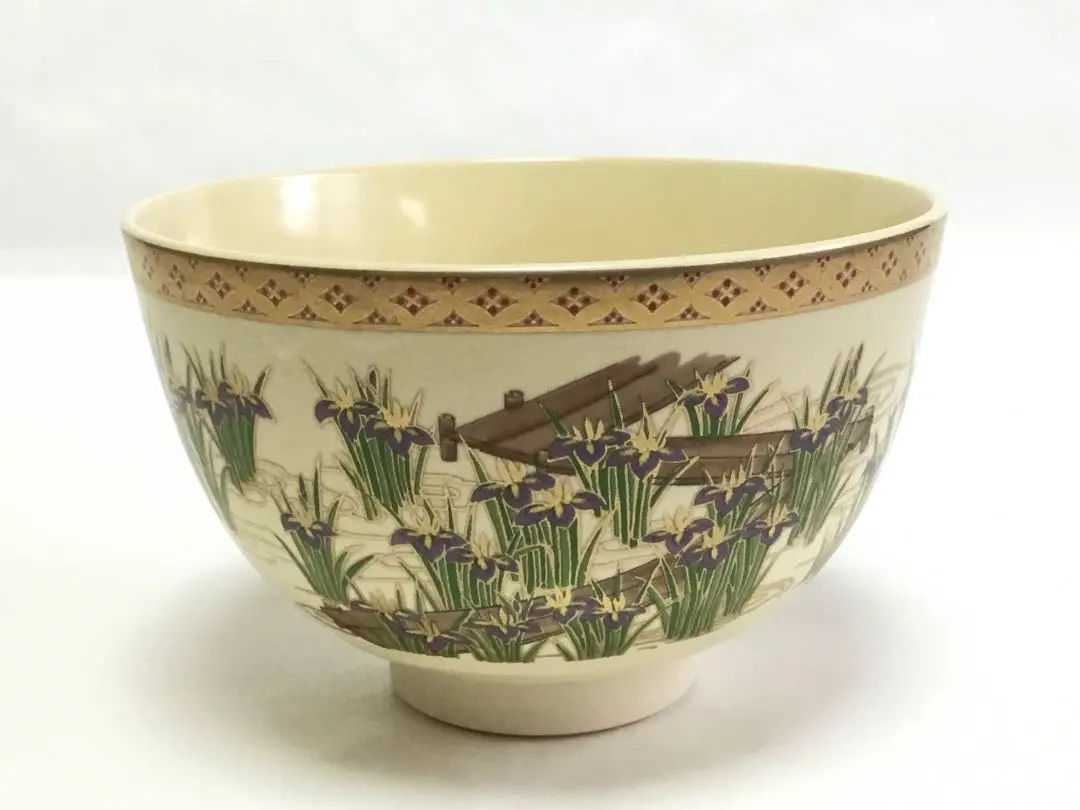 八ッ橋 茶碗 宮川香林 作 金彩色絵 共箱 共布 栞 茶道具 茶器 抹茶碗 新品 八ッ橋 茶碗 宮川香林 作 金彩色絵 共箱 共布 栞 茶道具 茶器