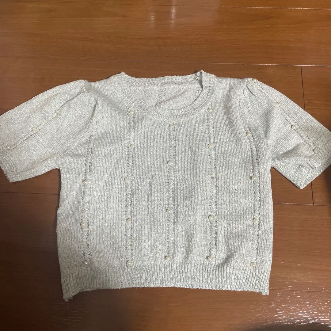 Thumbnail of GRL Pearl Embellished Short Sleeve Knit