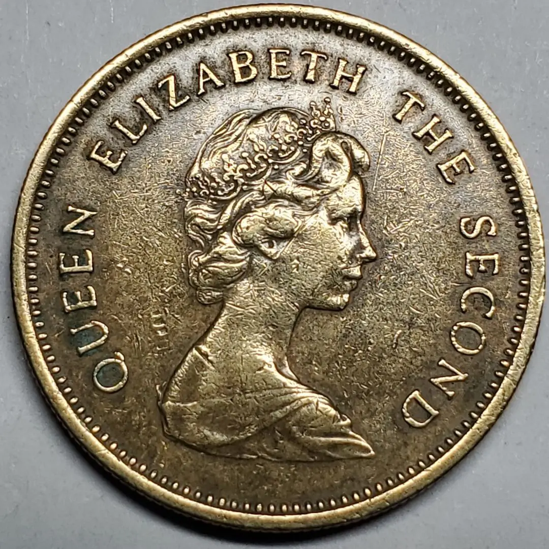 外国古銭】英領香港5ドル硬貨10角形☆ティアラを被った