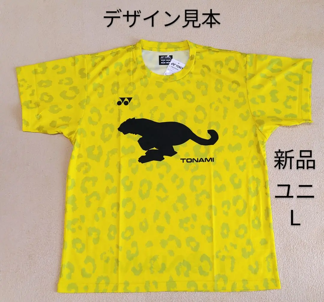 YONEX バドミントン トナミ運輸 ゲームシャツ ヒョウ柄 イエロー
