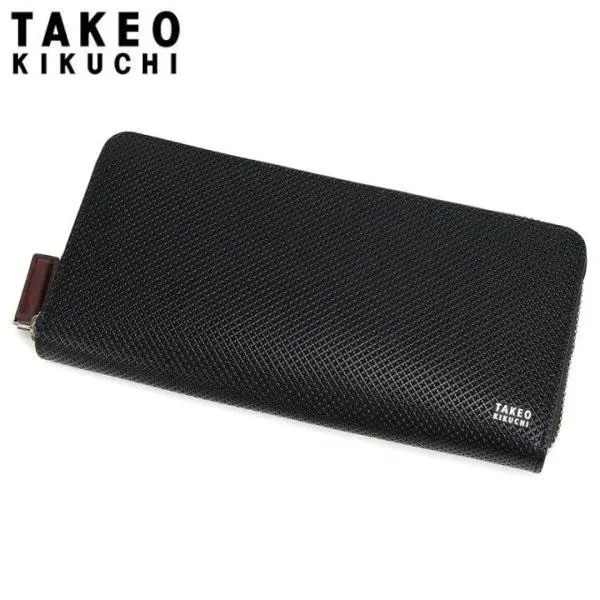 Thumbnail of TAKEO KIKUCHI, Regular price: 19,000 yen, Cowhide leather long wallet, round zipper closure, black
