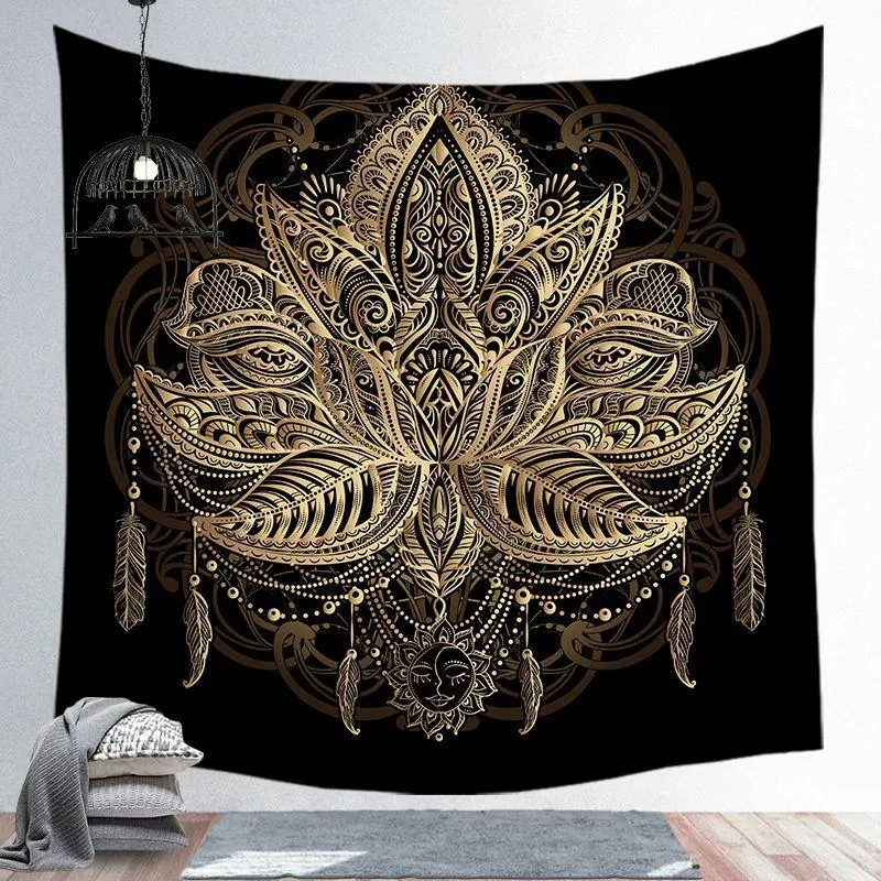Thumbnail of 150cm Big Tapestry - Lotus Pattern, Ethnic Design, Large Size, Background Cloth