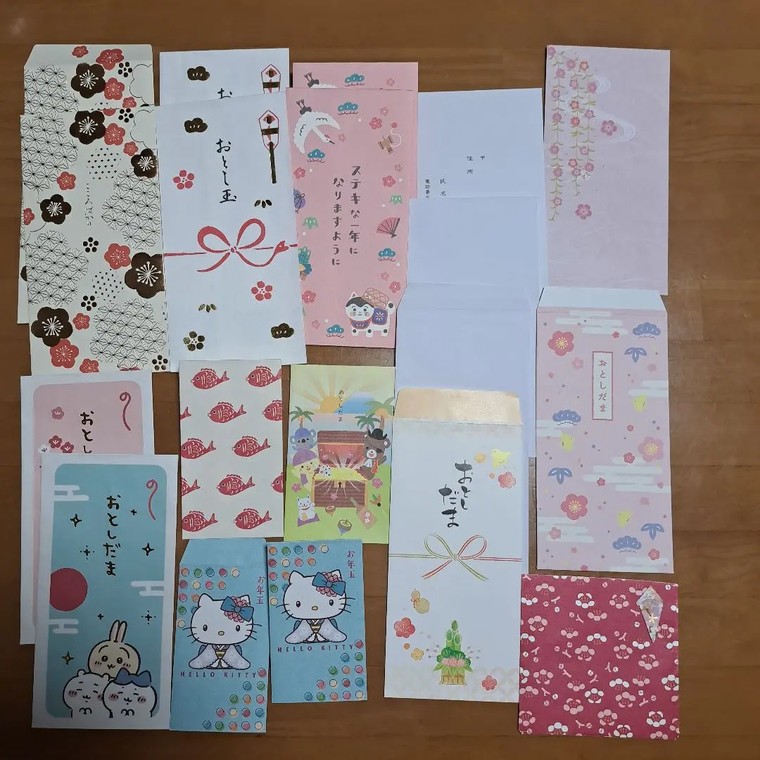 Thumbnail of New Year's Gift Money Envelope Set, Japanese-style design, Chiikawa, Hello Kitty, 19 pieces