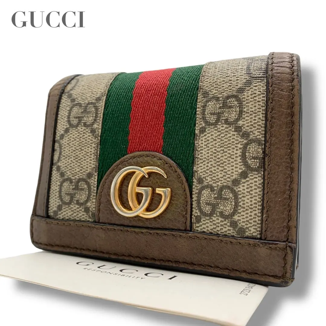 Thumbnail of Excellent Condition ✨ Gucci Ophidia Bi-fold Wallet GG Marmont Sherry Line Brown
