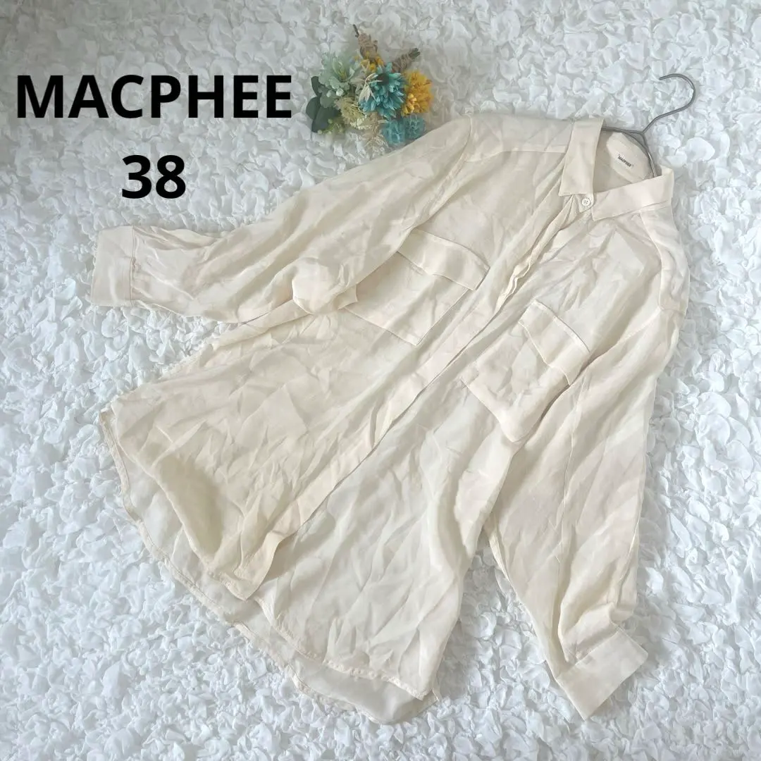 Thumbnail of MACPHEE Sheer Blouse Long Sleeve Double Pocket Button Down Pale Orange 38