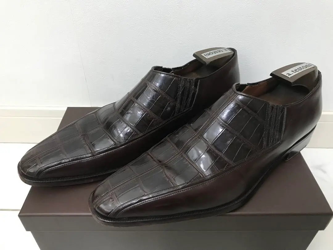 ★美品★ クロコダイル a testoni CROCODILE ア・テストーニ ☆定価90万円超・着用数回の極上品・希少ヴィンテージ品☆ ア