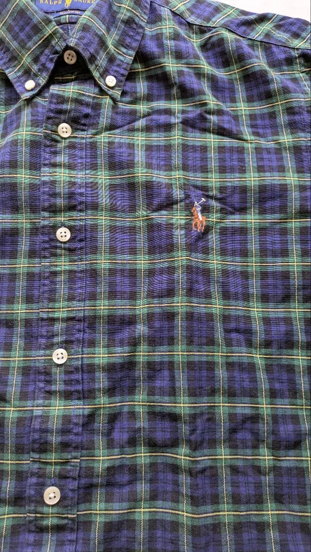 Ralph Lauren 長袖格紋襯衫 L 尺寸 海軍藍＆綠色 的縮圖