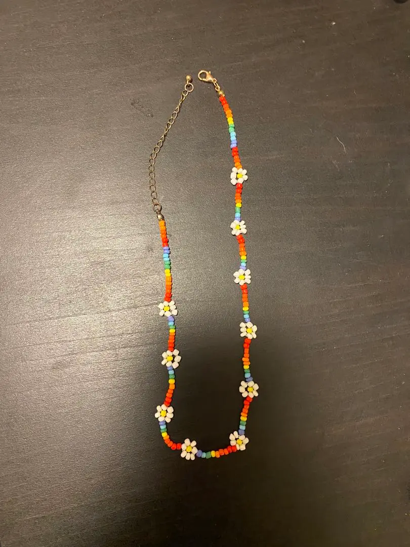 Thumbnail of Colorful Bead Flower Motif Necklace