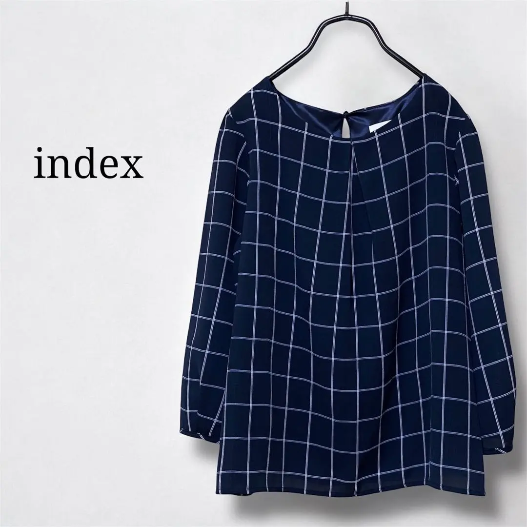 Thumbnail of index Index 3/4 Sleeve Check Drape Blouse Navy Office Casual