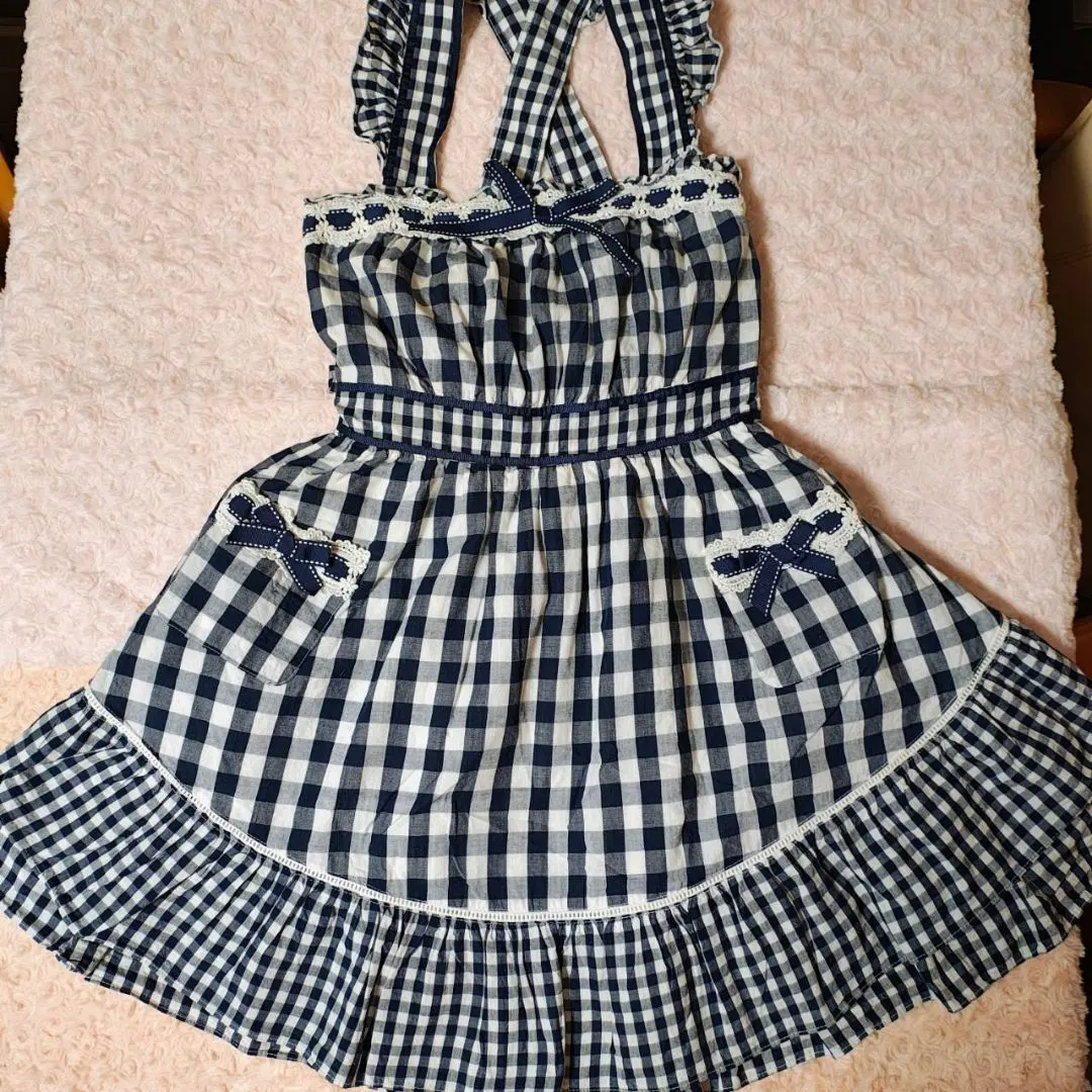 Thumbnail of Liz Lisa Apron Check Pattern Ribbon One-Piece Dress, Hime, Hime Lolita, Lolita, La Pafait