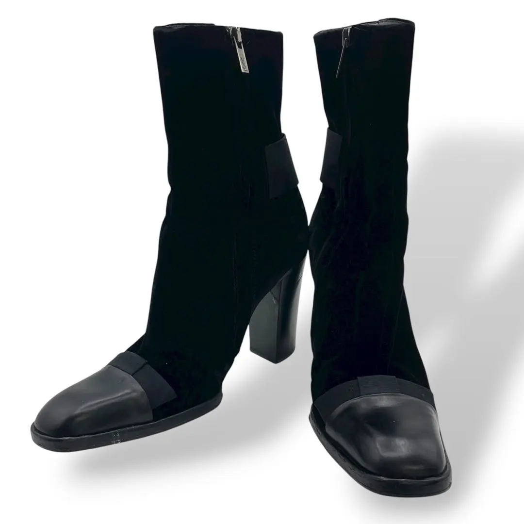 Thumbnail of Excellent Condition Yves Saint Laurent Short Boots Ribbon Velvet Leather Black
