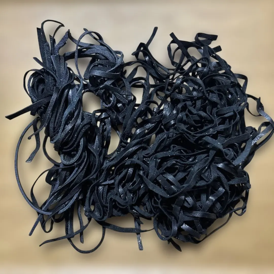 Thumbnail of Leather cord, about 4mm wide, black. All of this!