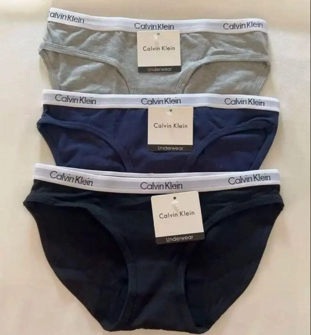 Thumbnail of M size, 3-color shorts set (black, gray, navy), 3 pieces. Calvin Klein women's underwear.