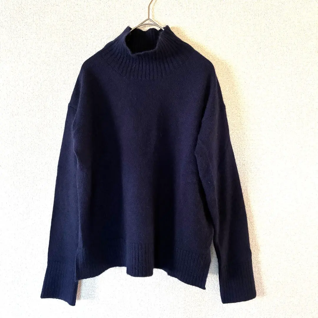 Thumbnail of SIMPLICITE High-neck knit sweater, navy, alpaca blend