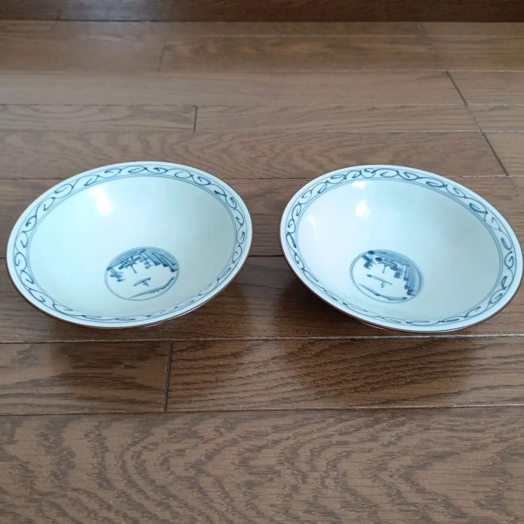 Thumbnail of Set of 2 mini rice bowls with blue trim ◎423