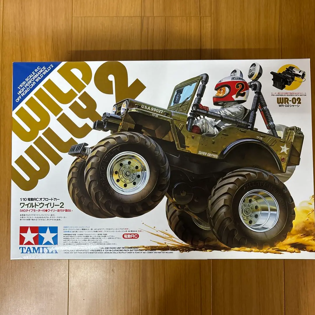 タミヤラジコンワイルドウイリー2新品未開封と新品スリックタイヤジムニーボディ付き タミヤ 電動RCカーシリーズ 1/10RC スズキ ジムニー（SJ30