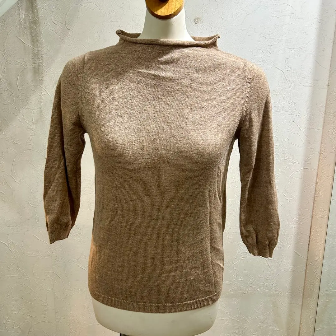 Thumbnail of dual industry beige knit sweater, short sleeves