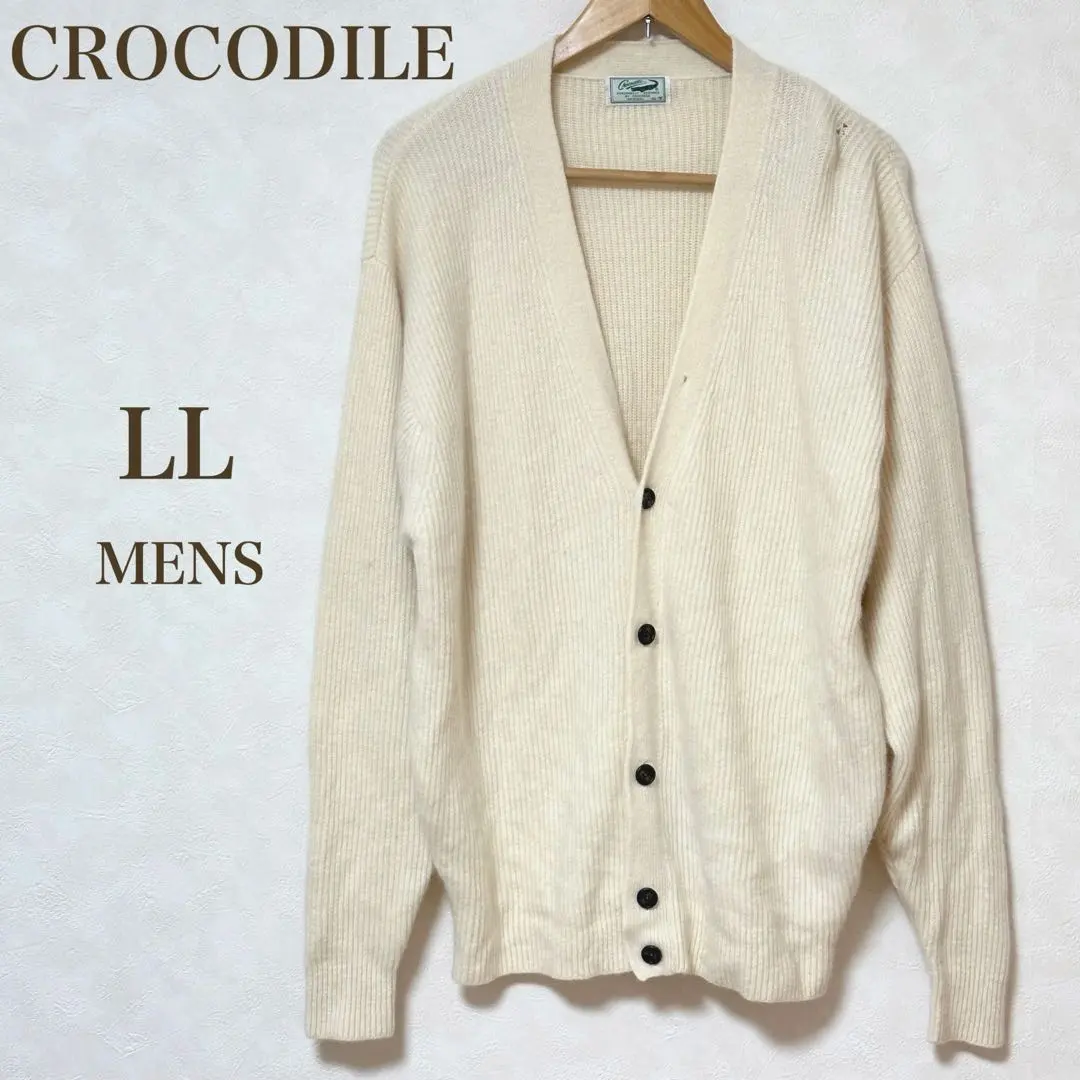 【鱷魚】男士開襟衫 LL 米白色 針織 毛 安哥拉 的縮圖