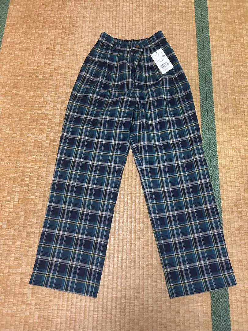 Thumbnail of Honeys Navy Green Check Straight Pants