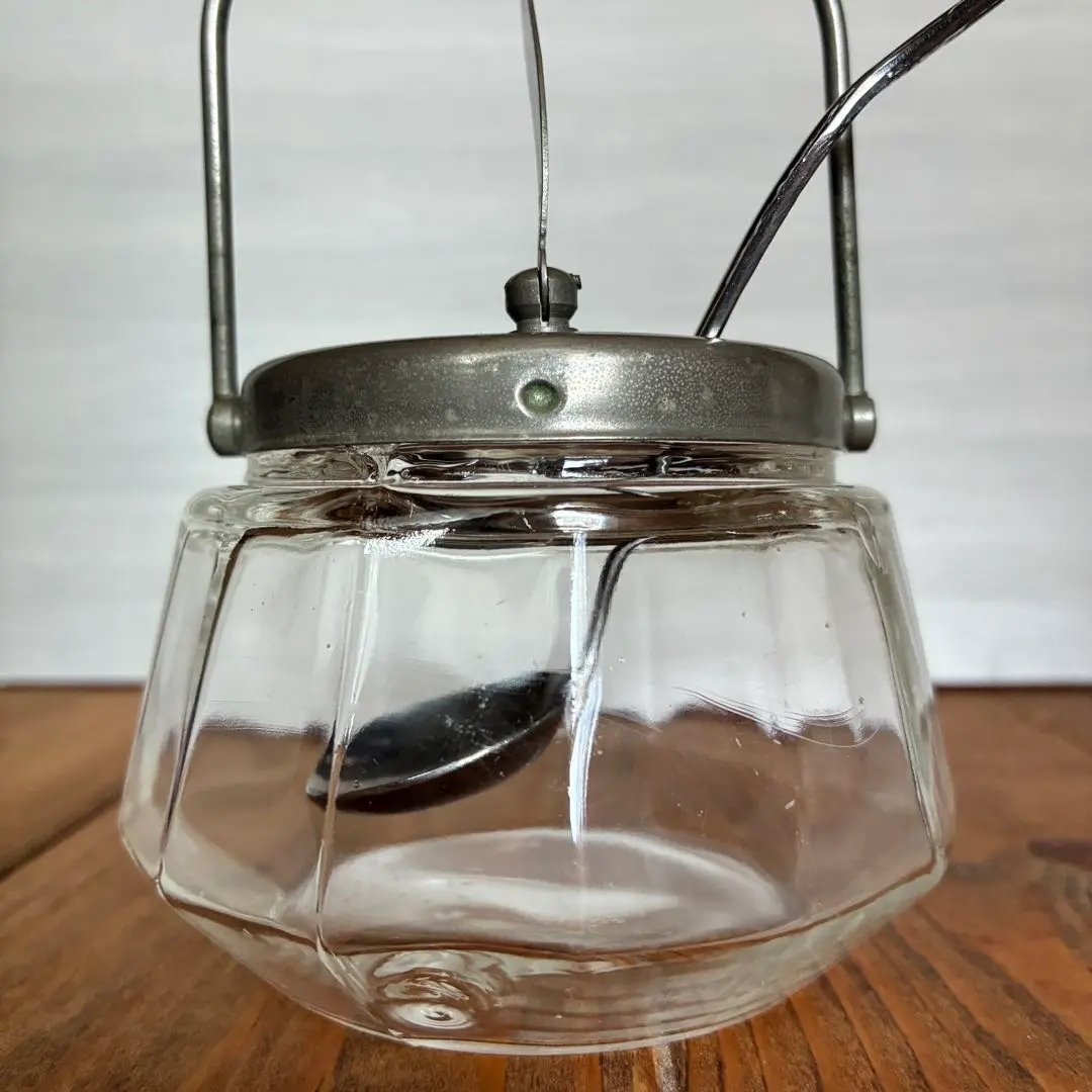 Thumbnail of Old sugar pot, spoon, coffee shop, Showa retro, glass, antique