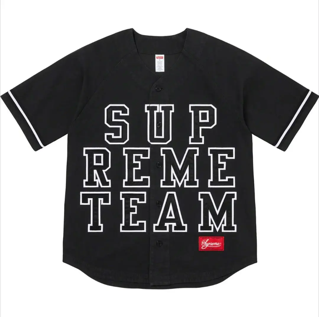 人気サイズ L Supreme Patches Denim Baseball Supreme Patches Denim Baseball Jersey (SS21) - $198