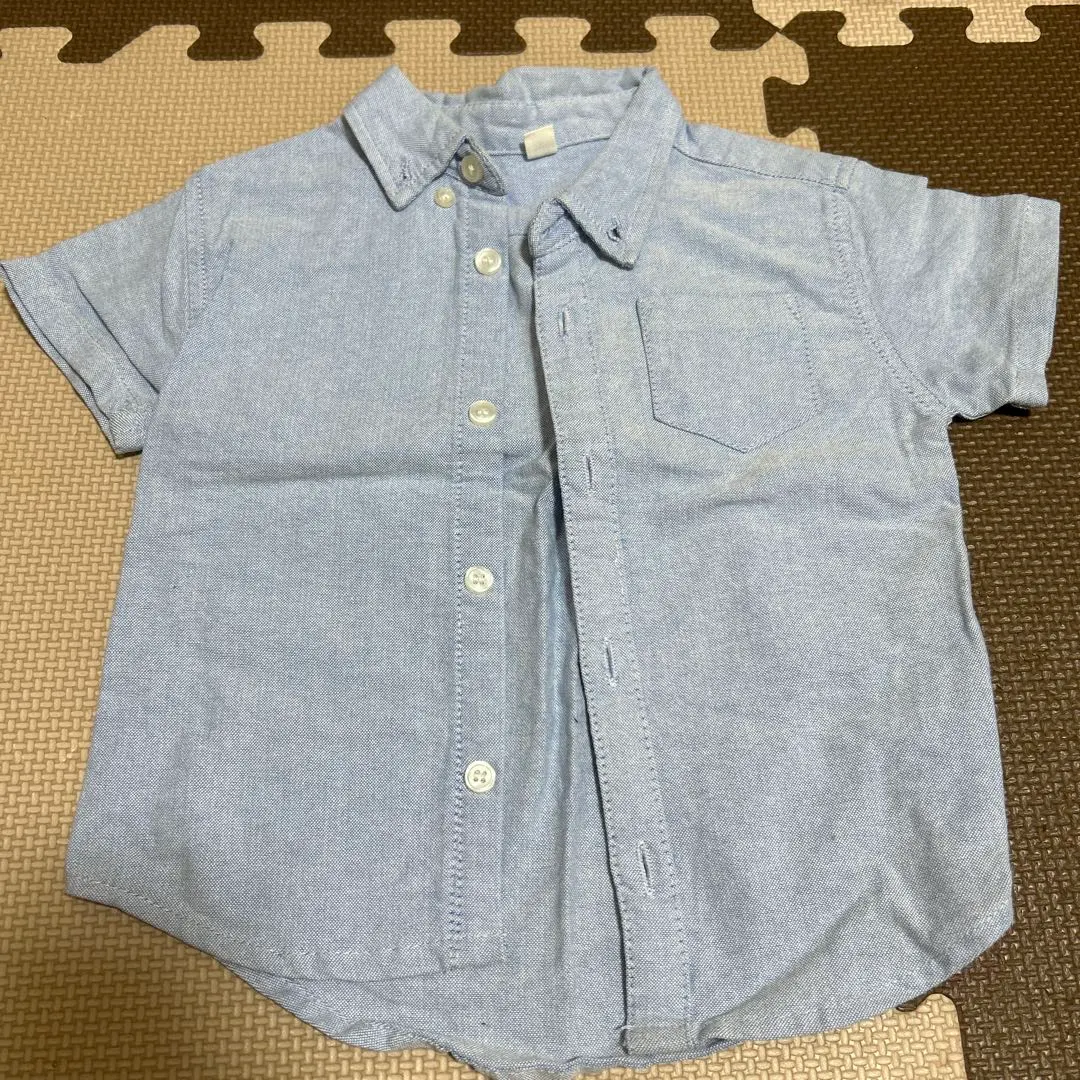 Thumbnail of Light blue, 100% cotton short-sleeved shirt, 80 cm