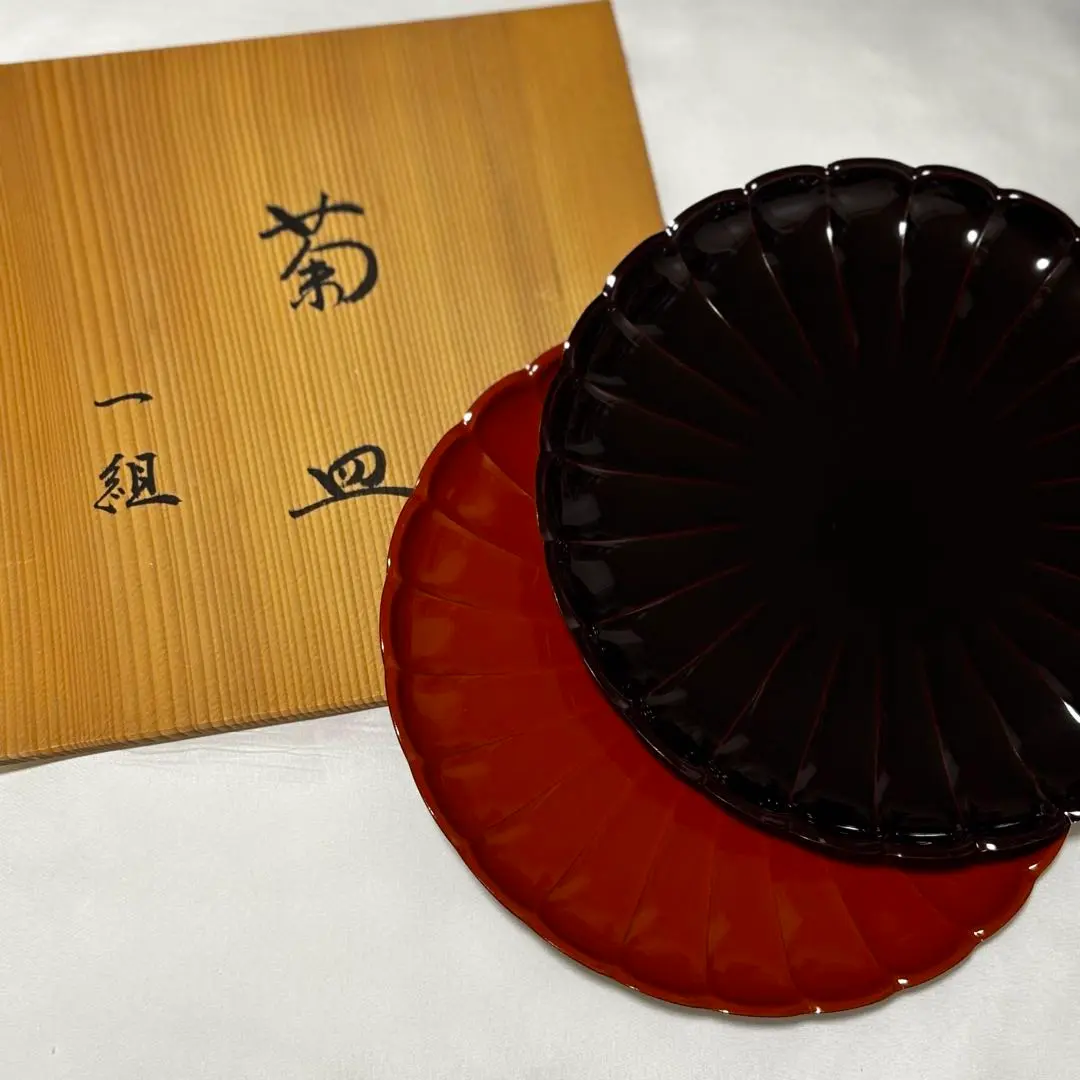 稀少❇️新品未使用❇️輪島塗　盛皿　お盆　楕円型　漆器　溜布見せ菊 輪島塗漆器の工房直販 輪島塗太郎 / 輪島市 塗太郎 / 輪島塗 盆