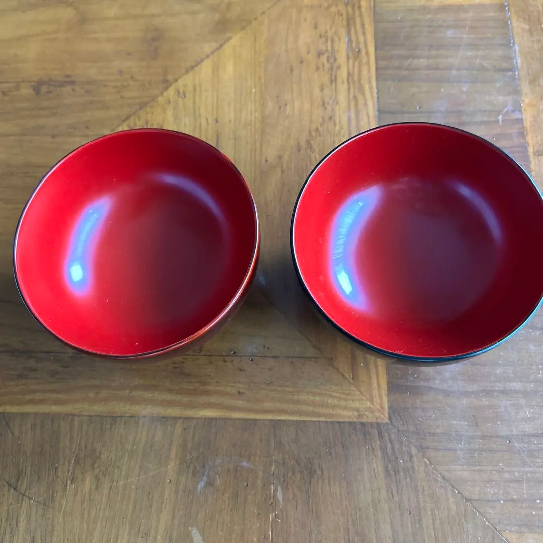 Thumbnail of Wajima-nuri Lacquerware Soup Bowls, Red and Black, Set of 2
