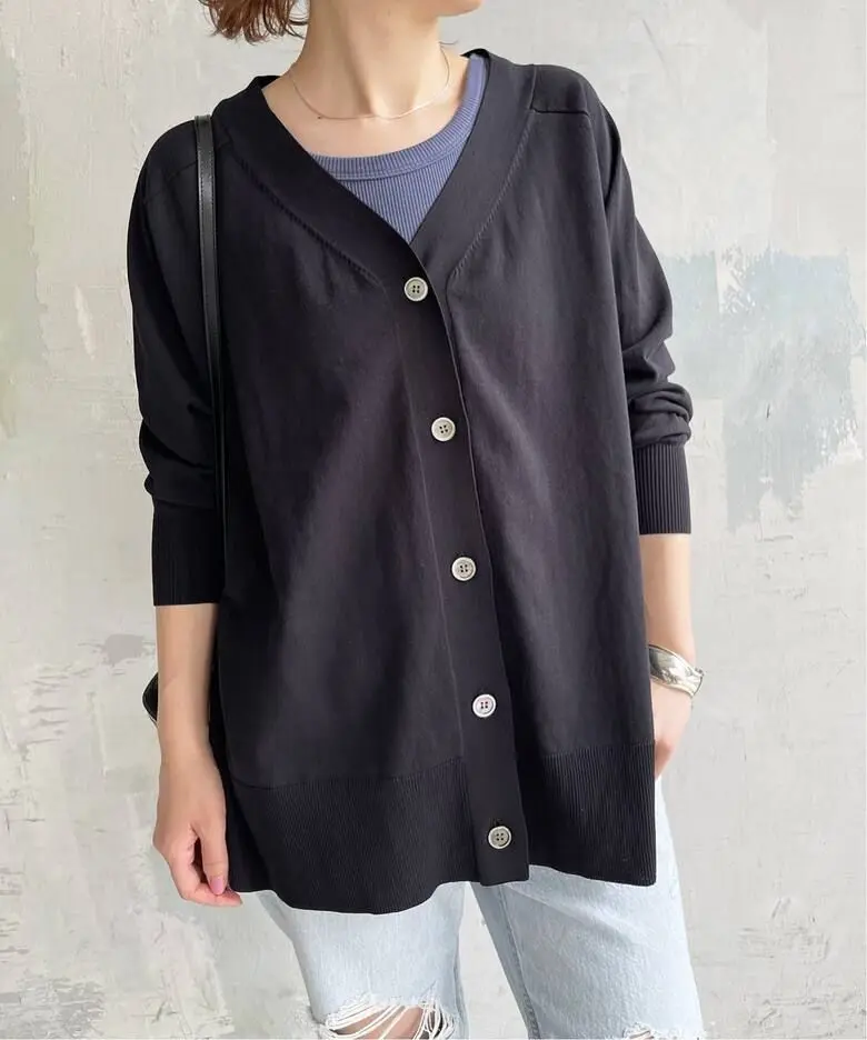 ポムポムSpick & Span 2wayネイビー カーディガン オーバー Spick & Span（スピックアンドスパン）の「ラミーオーバー2WAY