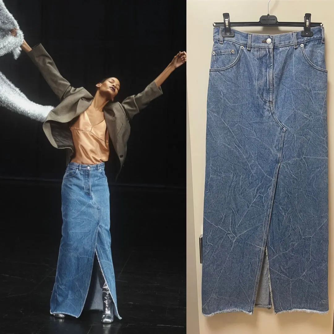 ☆DRIES VAN NOTEN☆ フロントスリットデニムマキシスカート♪ セール】front slit denim skirt / フロントスリットデニム