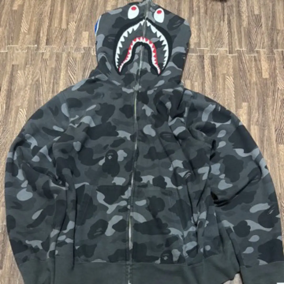A BATHING APE 'REFLECTION CAMO SHARK FULL ZIP HOODIE
