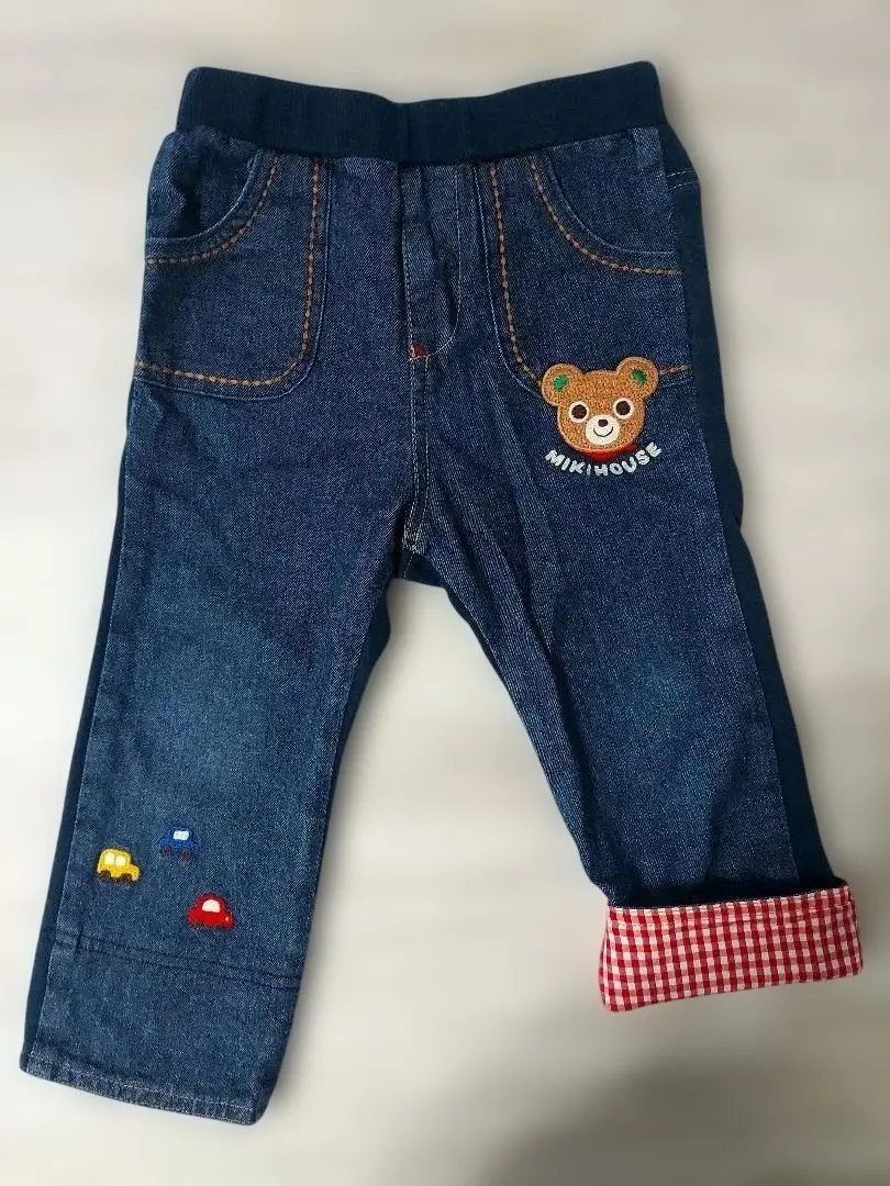 Thumbnail of Miki House Denim Pants with Bear Embroidery, 90cm