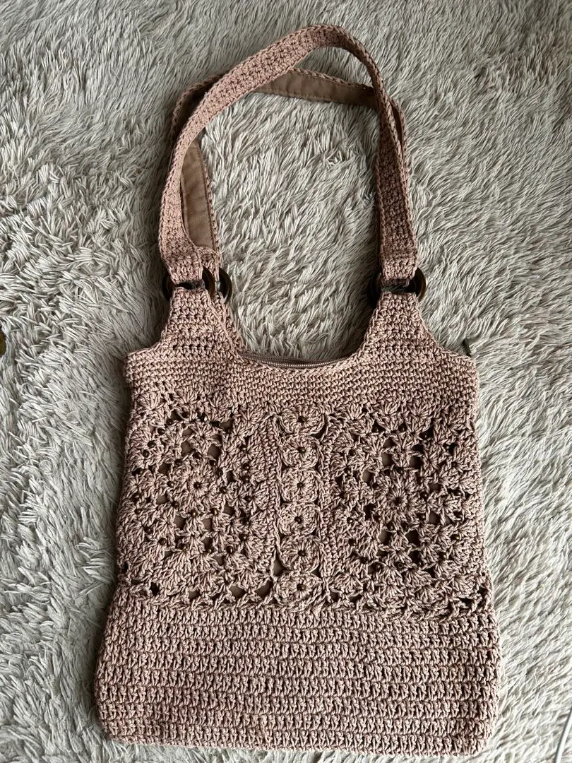 編織手提包 附拉鍊 的縮圖