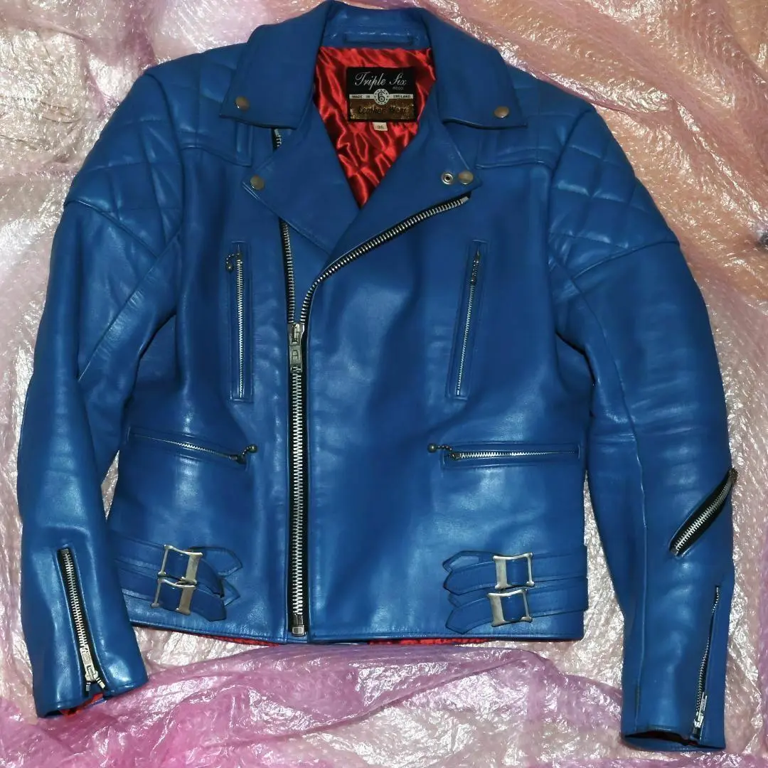 666/旧タグ/LJM-1/イングランド製/ダブルライダースジャケット 正規取扱店 666 LEATHER WEAR LJM-1L U.K. サイドベルト シープ