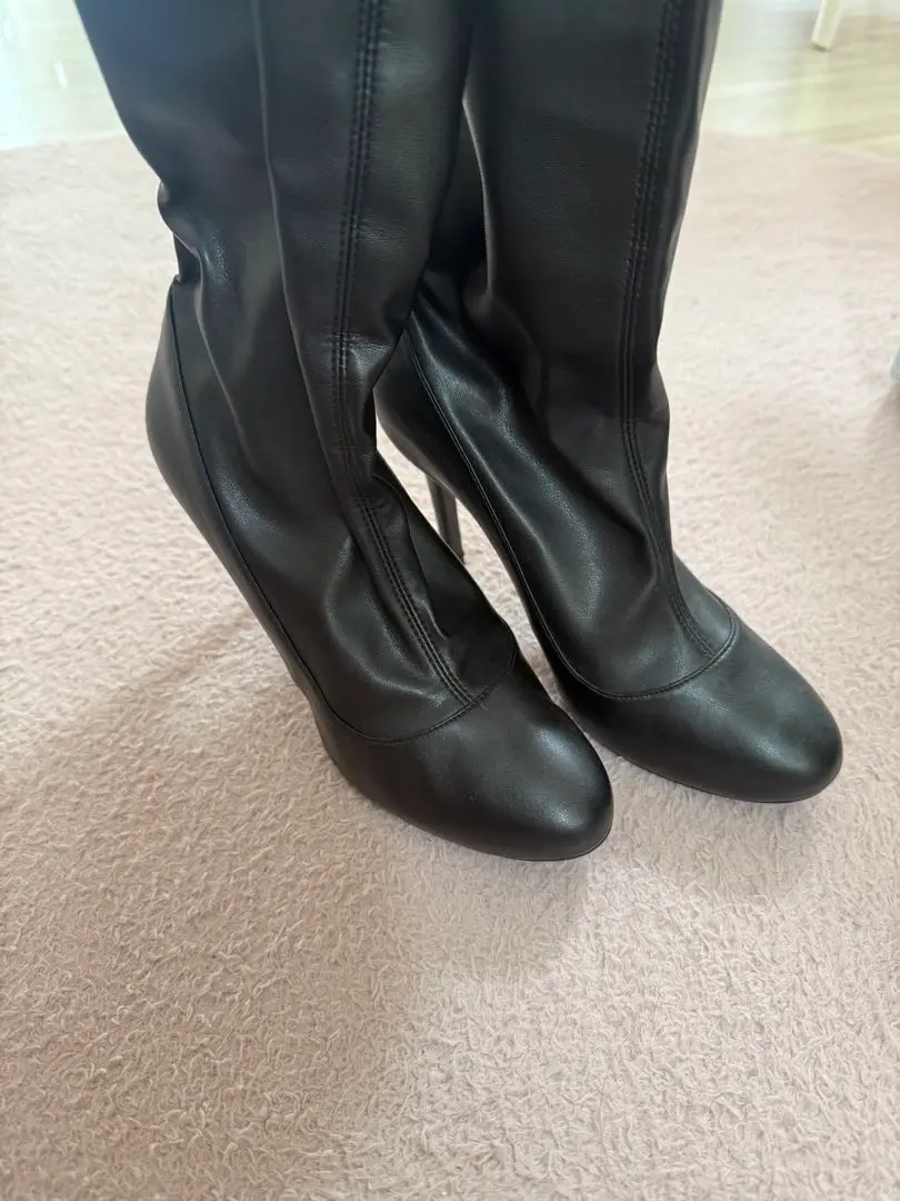 【Stella McCartney】ニーハイ fauxレザーブーツ Women ブラック ステラ シュプール ニーハイ ヒールブーツ
