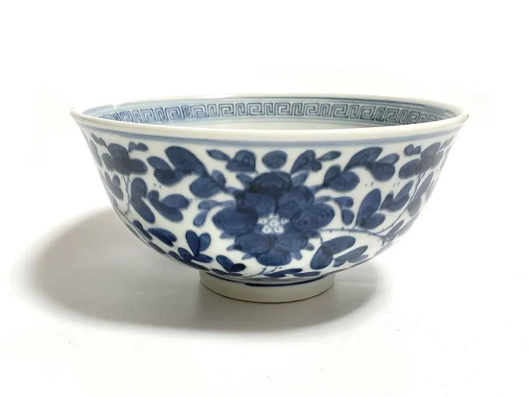 Thumbnail of Antique, antique, sometsuke peony arabesque pattern, deep bowl, donburi (rice bowl), confectionery bowl, Ko-Imari, Kameyama, Kameyama ware