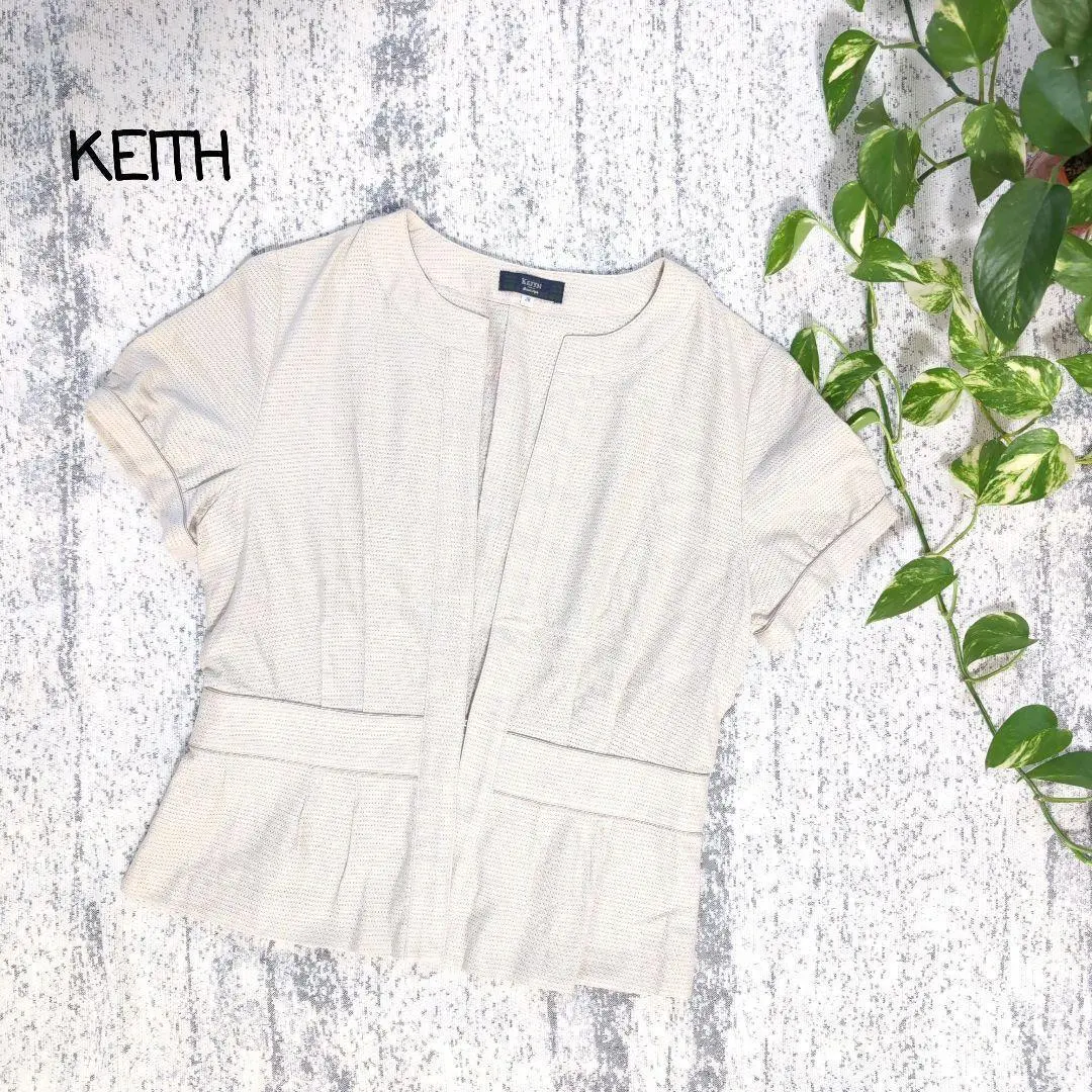 Thumbnail of Keith KEITH Beige No Collar Short Sleeve Jacket Puff 38 Sheer