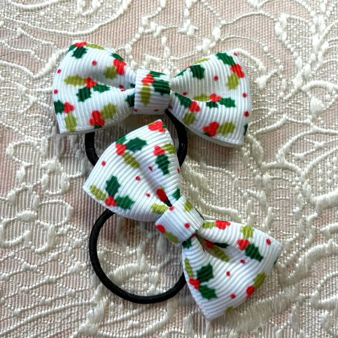 Thumbnail of Christmas Floral Ribbon Hair Tie Set of 2