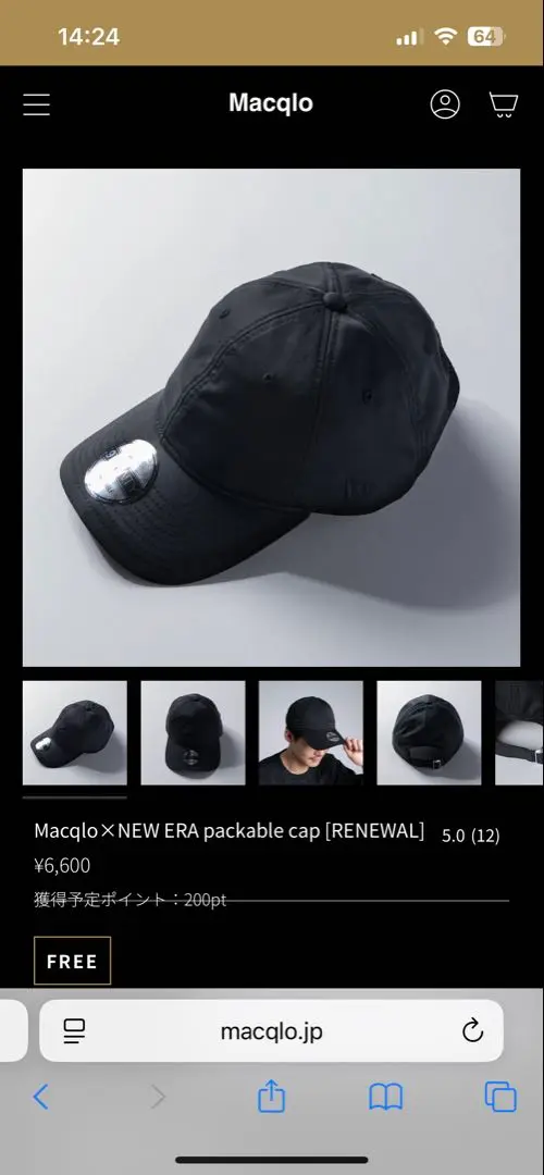 Macqlo×NEW ERA packable cap 新品未使用 黒×高機能”アパレル『Macqlo』×ヘッドウェアブランド「NEW ERA
