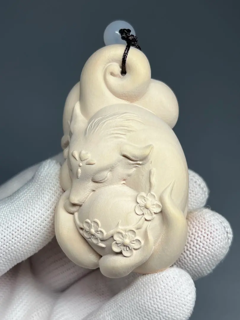 木彫り 狐面 狐面（木彫） （ち*も様 空しい 狐面 木彫り）