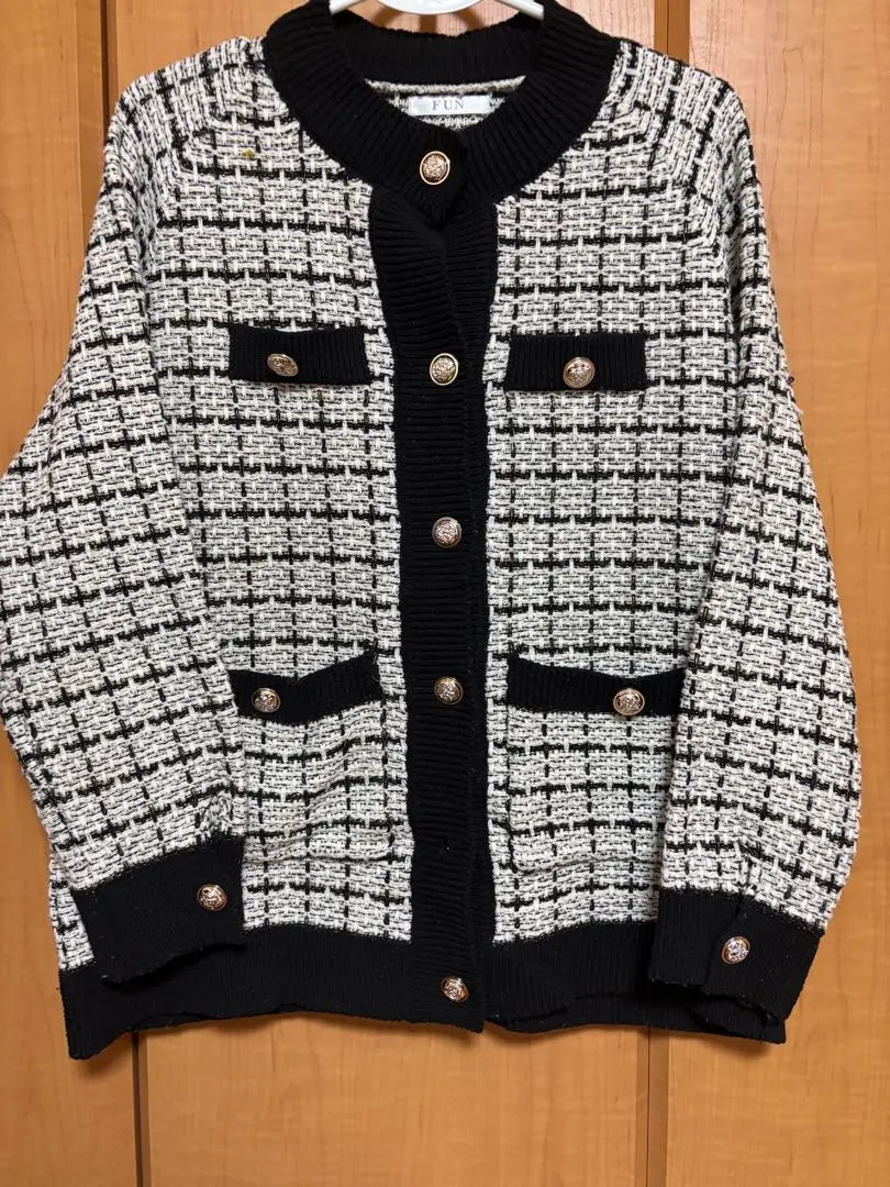 格紋針織外套 均碼 的縮圖