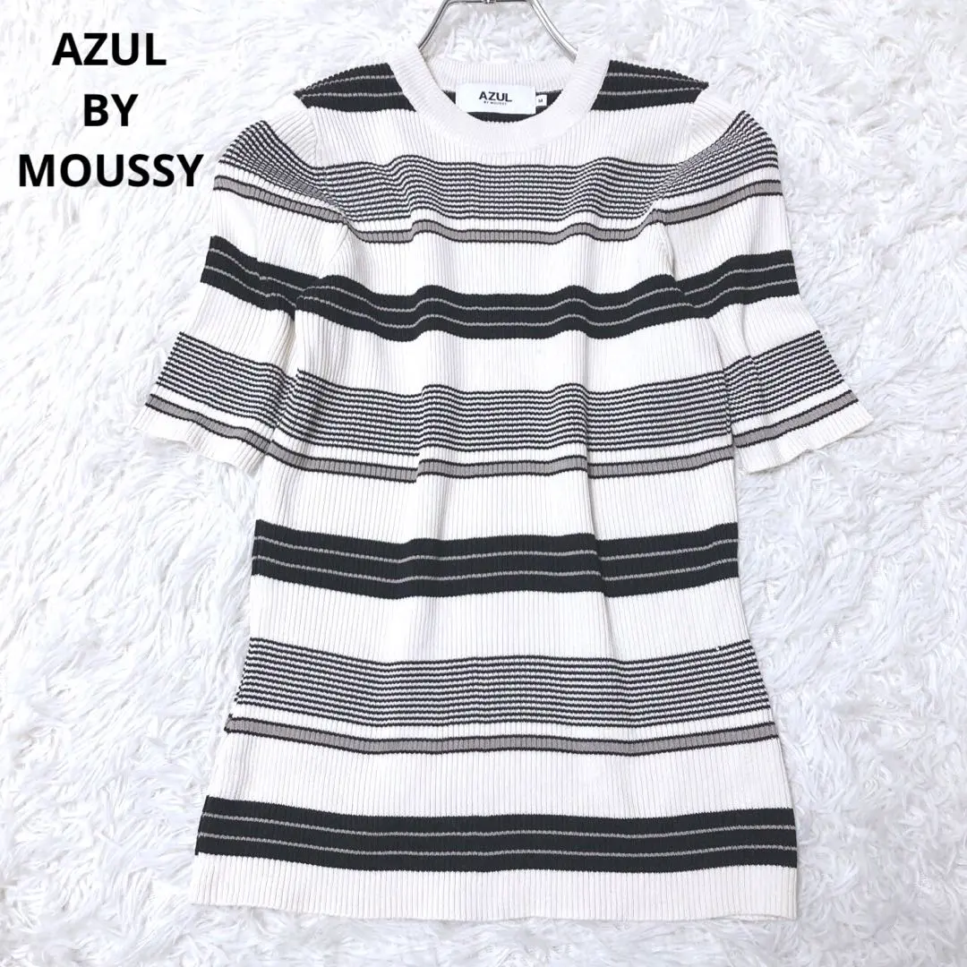 Thumbnail of AZUL BY MOUSSY Short Sleeve Knit Pullover Top Border Ribbed