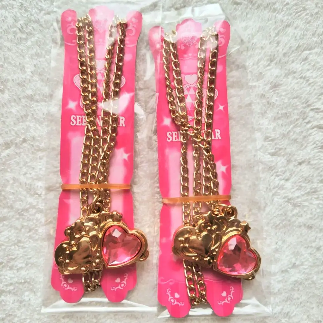 Thumbnail of Pair Friends Sebon Star Clover Gold Plated Pink Stone Heart