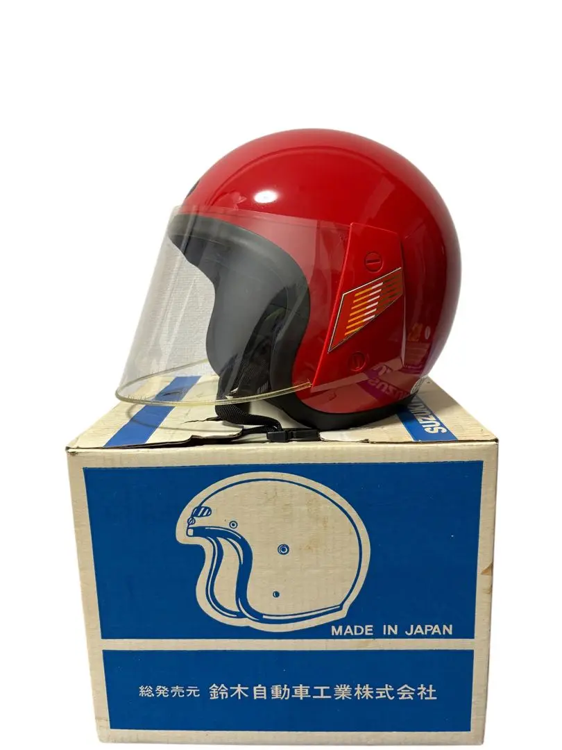 当時物SUZUKI 純正ヘルメットオバヘルLサイズ昭和箱ステッカー
