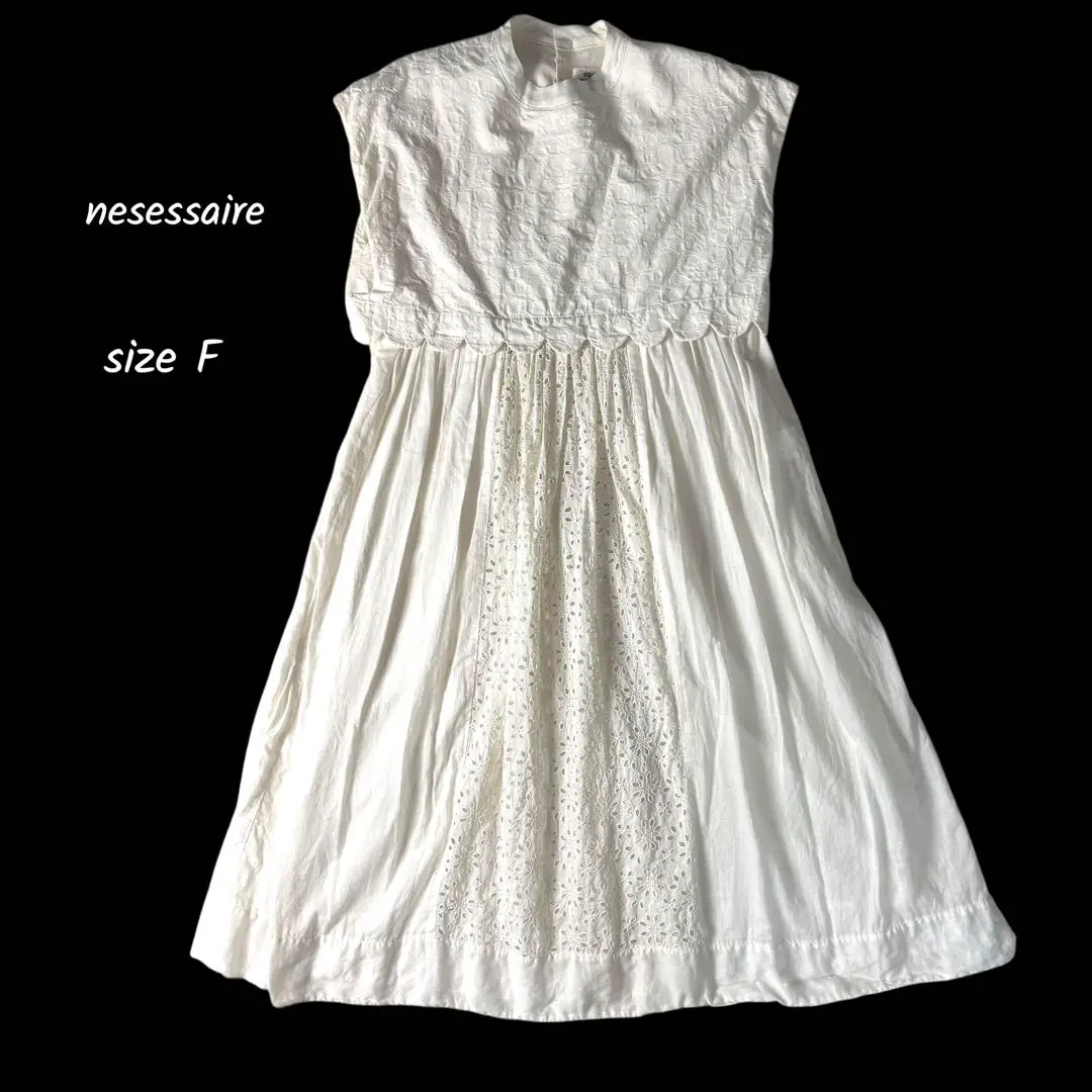 セール☆ nesessaire ネセセア リネン 刺繍 ワンピース nesessaire(ファッション) ネセセア nesessaire *すずらん刺繍